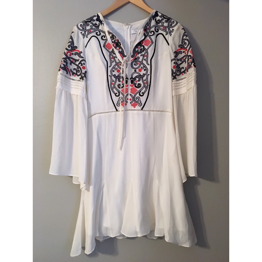 White silk dress with embroidery